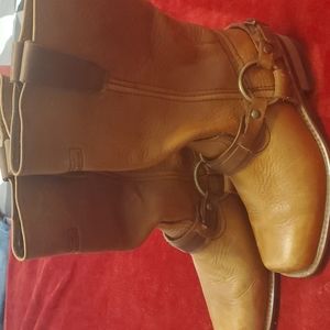 Brown leather boots